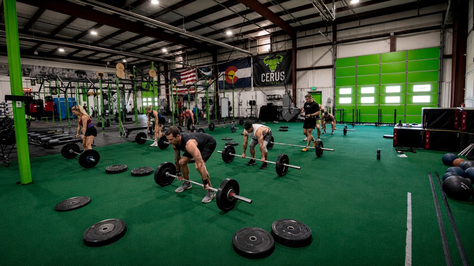 Cerus Fitness members training independently on the open gym floor